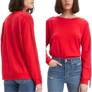 Levi’s Red Fringe Sweatshirt Small Long Sleeve